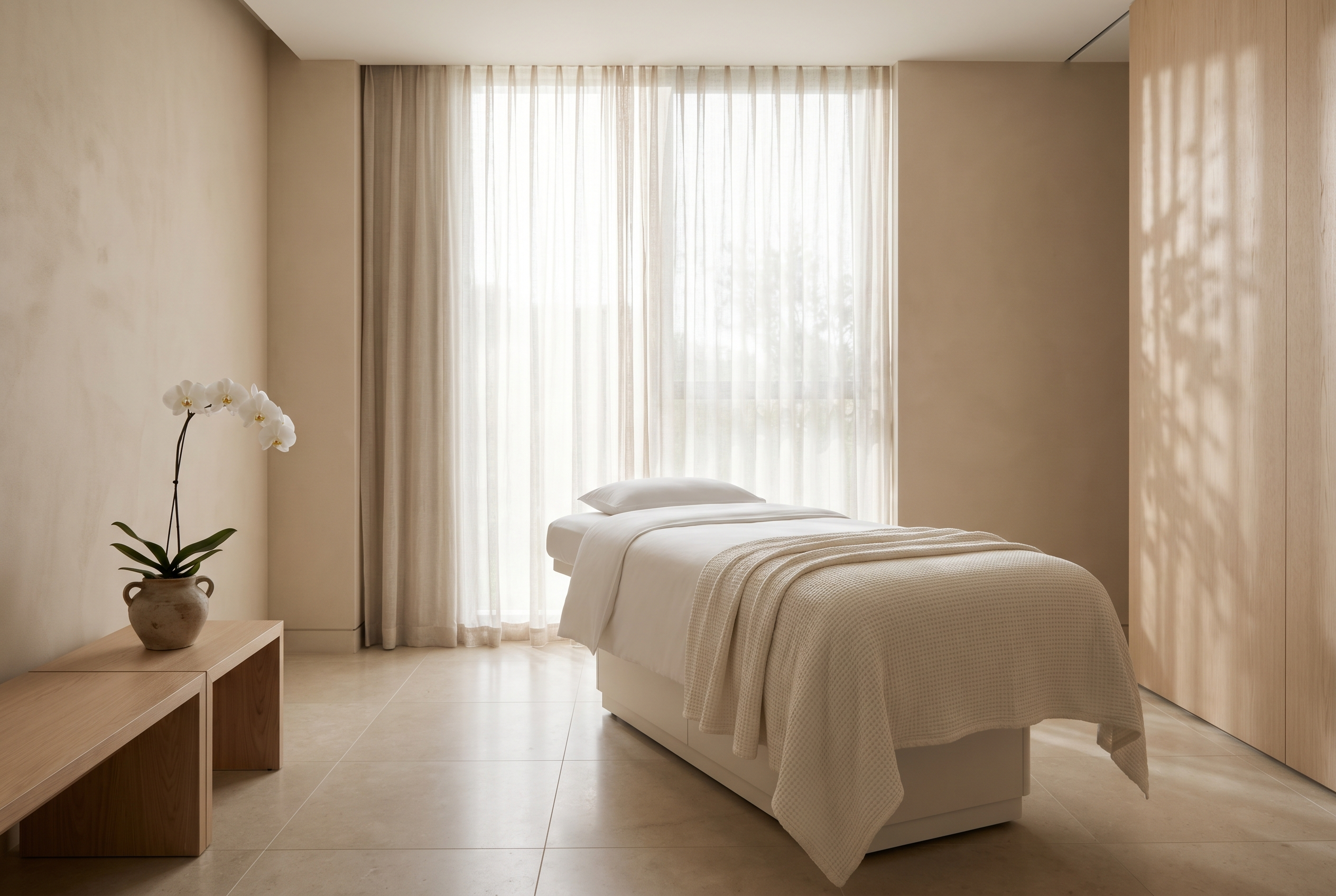 The Radiant Lab treatment room — serene and minimalist, Encinitas CA